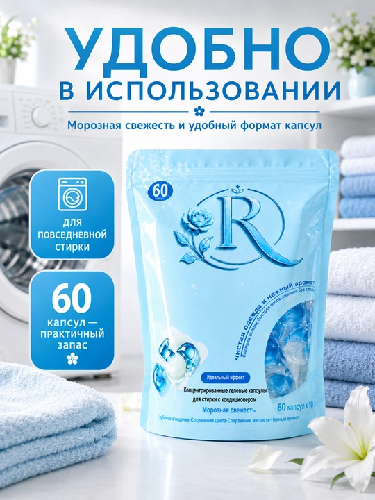 Капсулы для стирки белья, 60 шт
