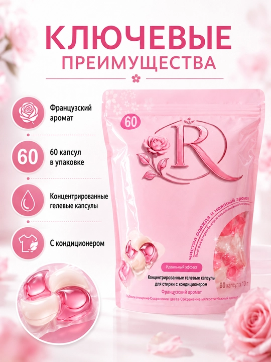 Капсулы для стирки белья, 60 шт