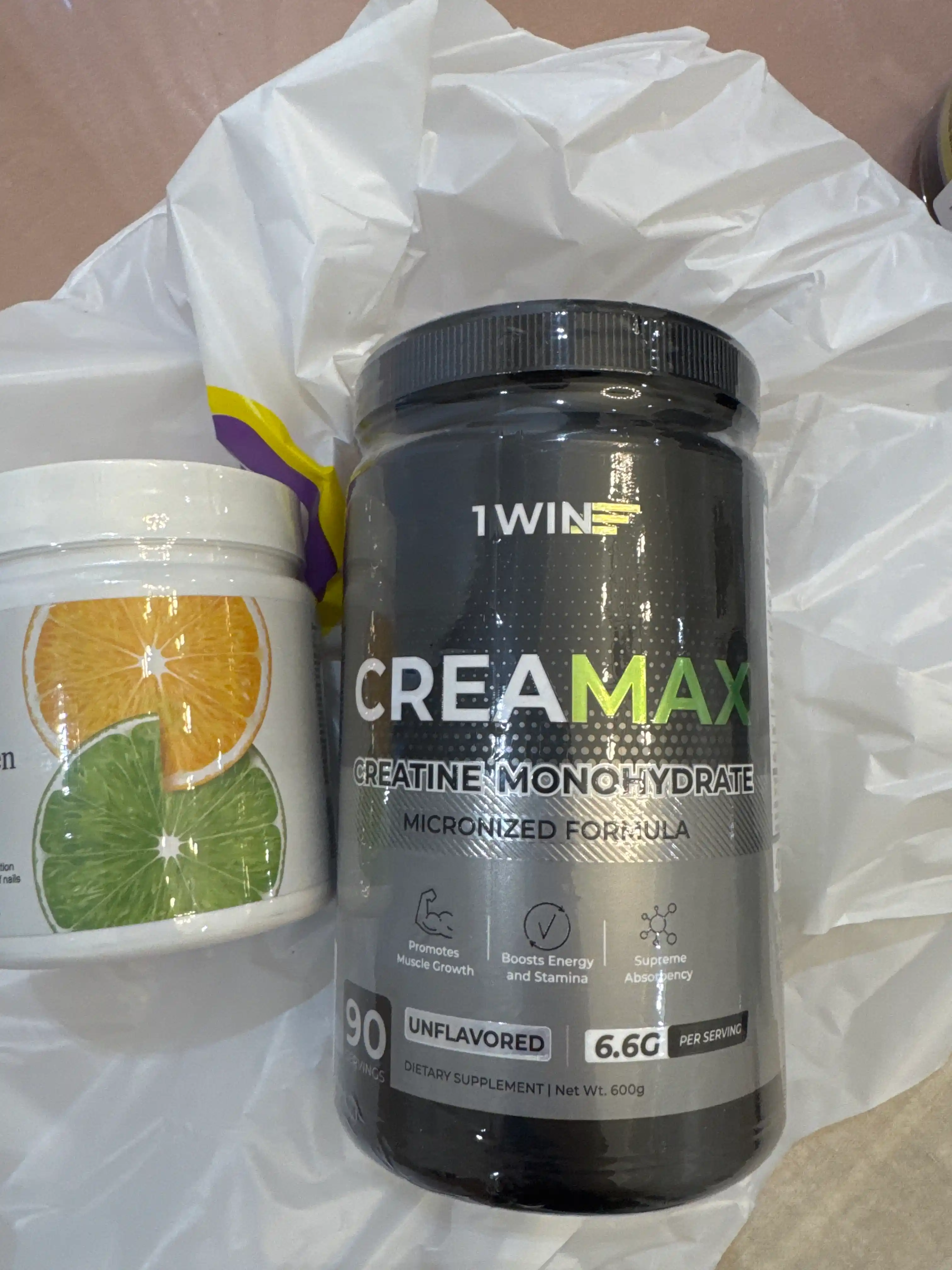 Kreatin monogidrat 1WIN CreaMax 600 gr, 90 porsiya, tamsiz