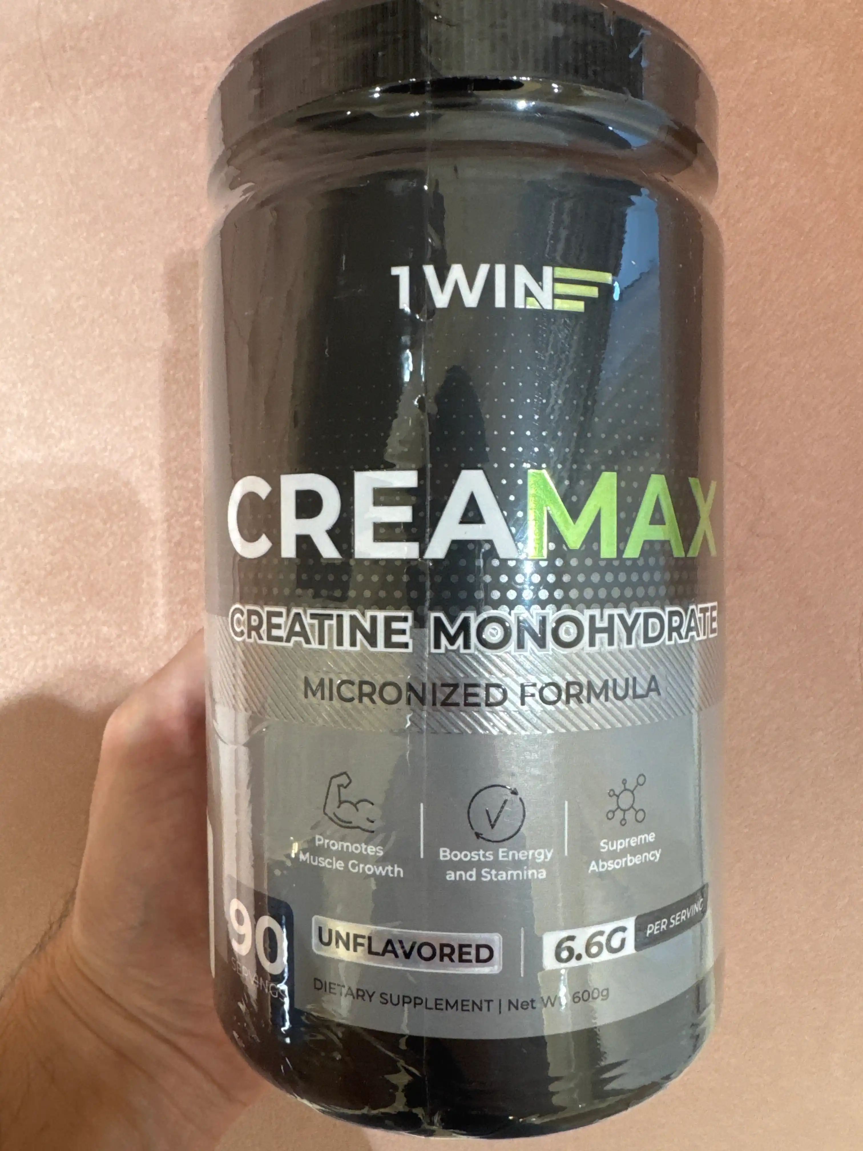 Kreatin monogidrat 1WIN CreaMax 600 gr, 90 porsiya, tamsiz