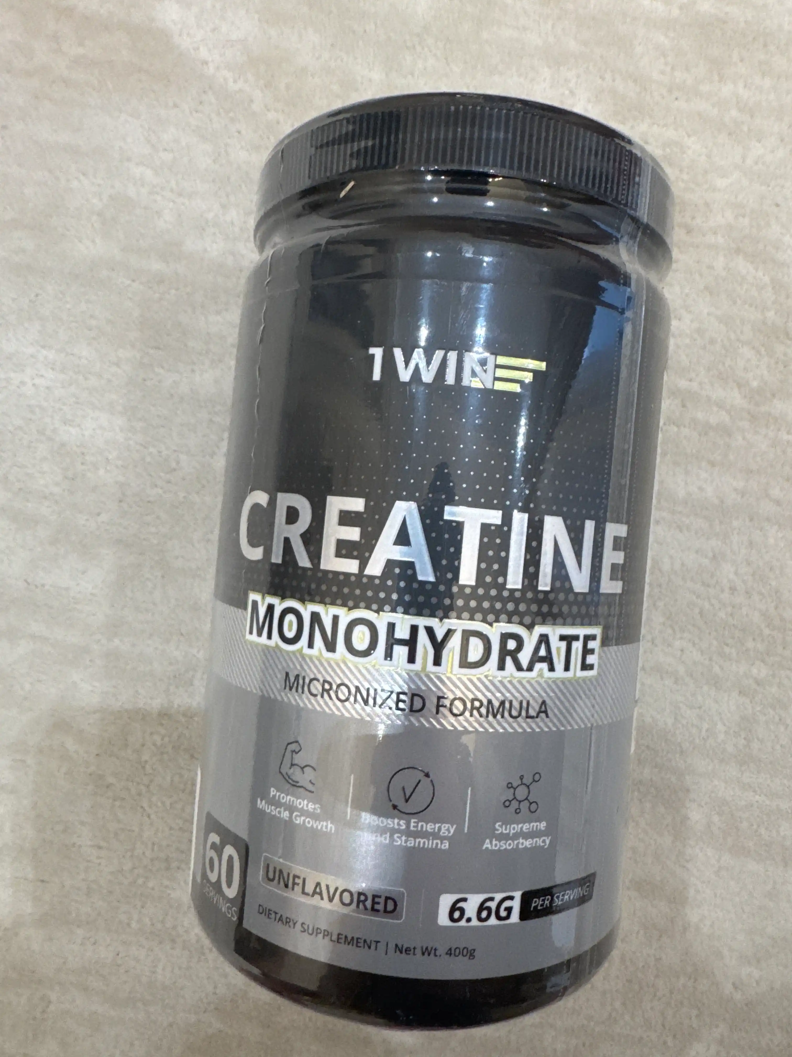 Kreatin monogidrat 1WIN, 400 gr, 60 porsiya, tamsiz