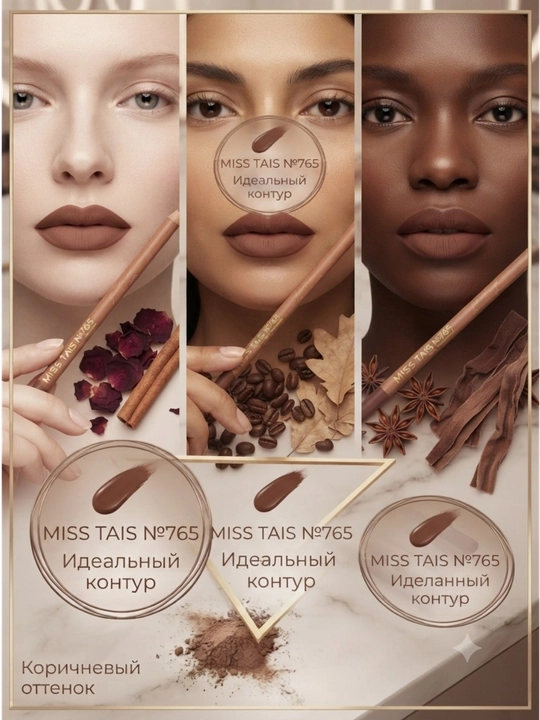 Карандаш для губ Miss Tais, тон 765, косметика Miss Tais, карандаш для губ 