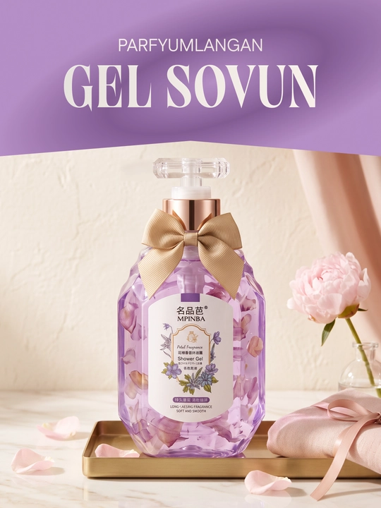 Dush uchun parfyum gel-sovun MPINBA Petal Fragrance Shower Gel, gul barglari bilan, 520 ml