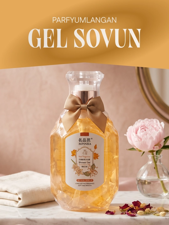 Dush uchun parfyum gel-sovun MPINBA Petal Fragrance Shower Gel, gul barglari bilan, 520 ml