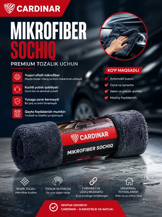 CARDINAR Mikrofiber Sochiq — Premium Tozalik Uchun - 