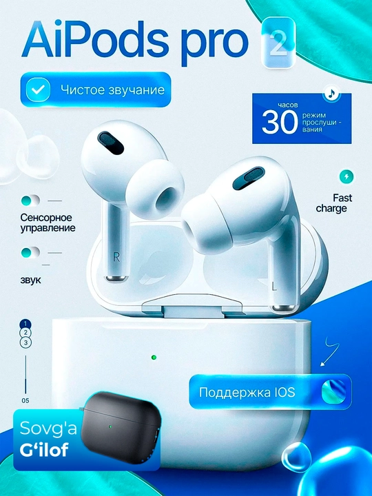Pods Pro 2, Bluetooth-наушники, ANC беспроводные наушники - 