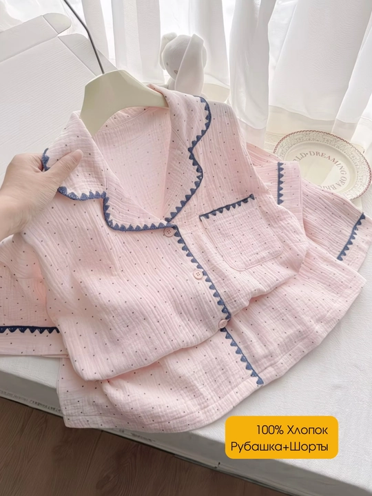 Ayollar paxtadan tikilgan yozgi pijama va shortik