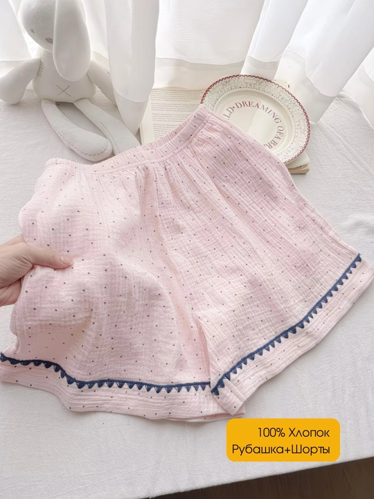 Ayollar paxtadan tikilgan yozgi pijama va shortik