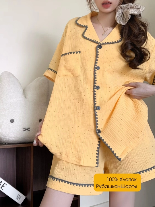 Ayollar paxtadan tikilgan yozgi pijama va shortik