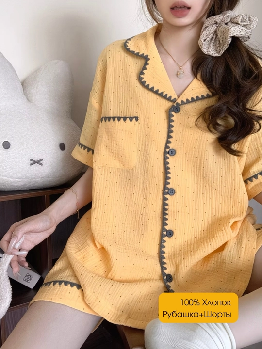 Ayollar paxtadan tikilgan yozgi pijama va shortik
