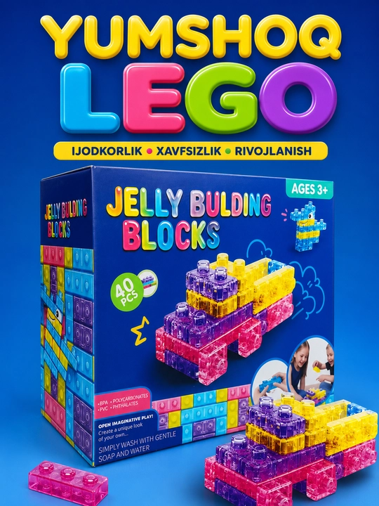 Magic Gummy Block yumshoq va egiluvchan konstruktor, bolalar uchun antistress o‘yinchoq - 
