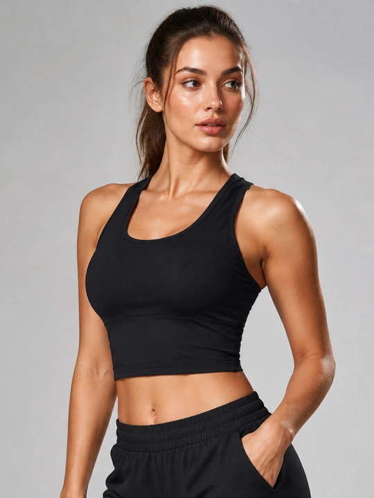 Flex sport top-bra - qora, zamonaviy va qulay. O‘lchami: S, M, L, XL, XXL