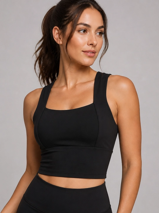 Flex sport top-bra - qora, zamonaviy va qulay. O‘lchami: S, M, L, XL, XXL