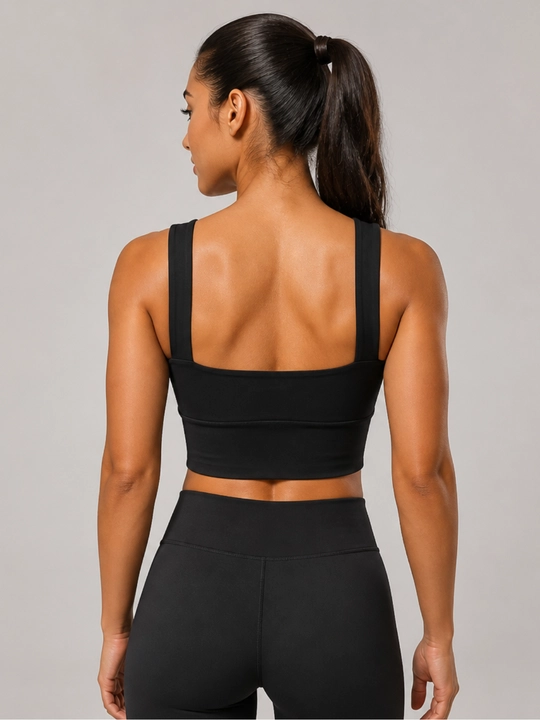 Flex sport top-bra - qora, zamonaviy va qulay. O‘lchami: S, M, L, XL, XXL