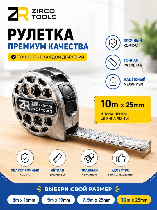 ZR строительные рулетки (3м-5м-7.5-10м)