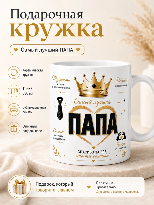 DADA dizaynli sovg‘a krujka, dada/ota uchun, 330 ml
