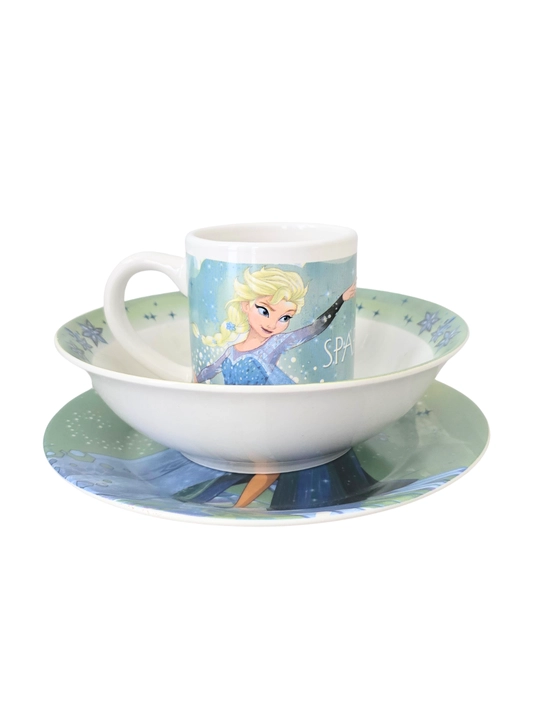 Disney qahramonlari tushirilgan bolalar idish-tovoq to‘plami, 3 ta 1 da