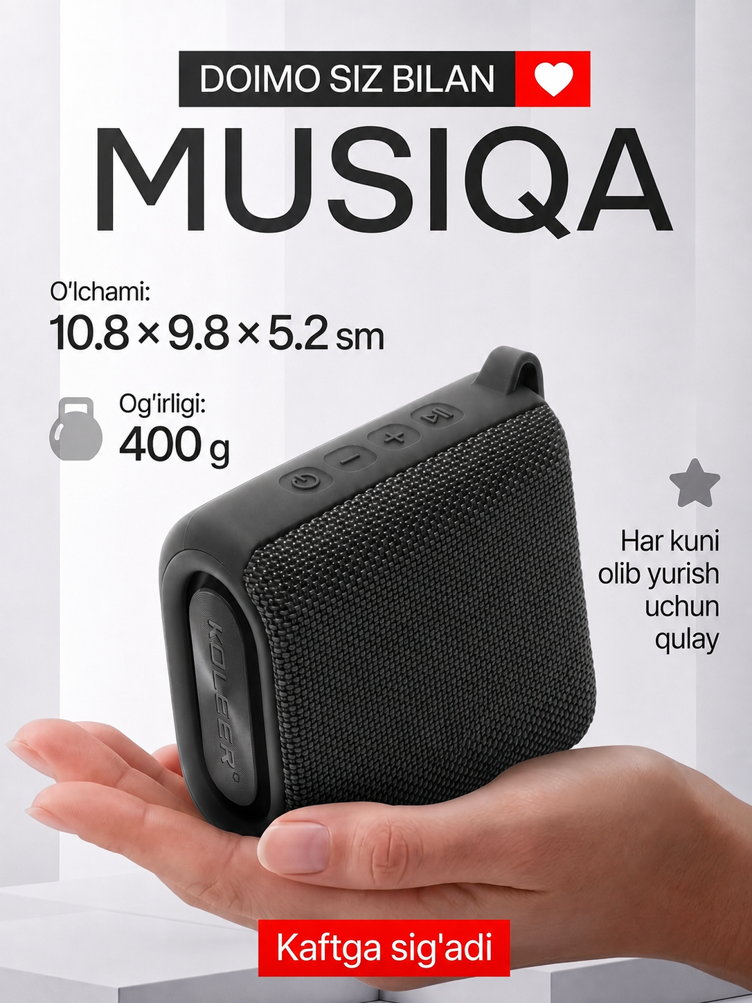 Simsiz mini kalonka KOLEER S31, portativ bluetooth kolonka, IPX7 suvga chidamli karnay