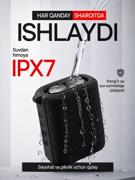 Simsiz mini kalonka KOLEER S31, portativ bluetooth kolonka, IPX7 suvga chidamli karnay
