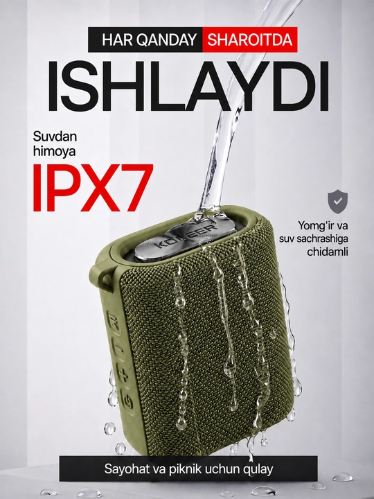 Simsiz mini kalonka KOLEER S31, portativ bluetooth kolonka, IPX7 suvga chidamli karnay