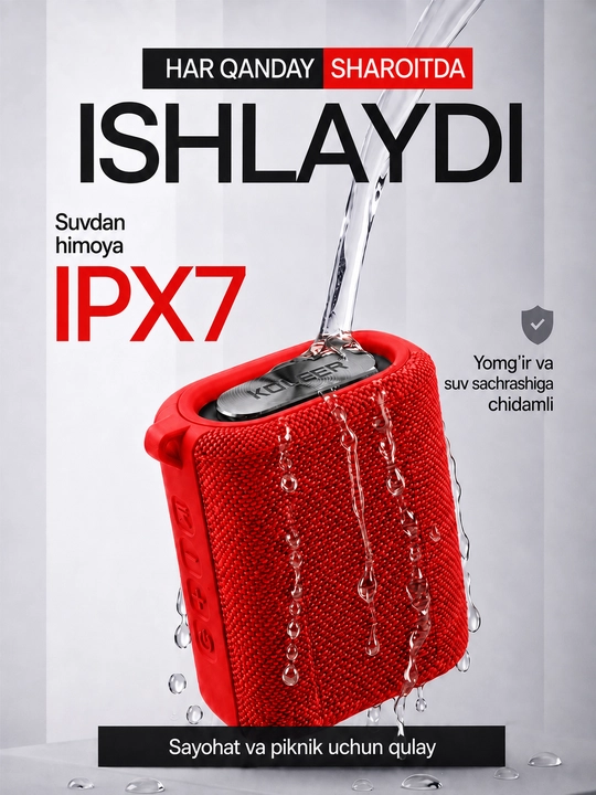 Simsiz mini kalonka KOLEER S31, portativ bluetooth kolonka, IPX7 suvga chidamli karnay