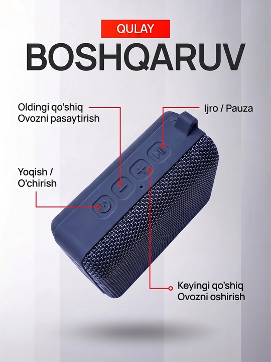Simsiz mini kalonka KOLEER S31, portativ bluetooth kolonka, IPX7 suvga chidamli karnay