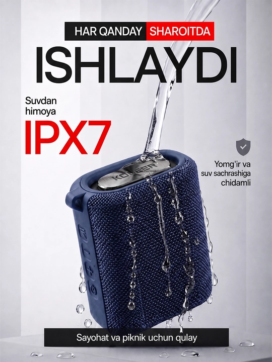 Simsiz mini kalonka KOLEER S31, portativ bluetooth kolonka, IPX7 suvga chidamli karnay