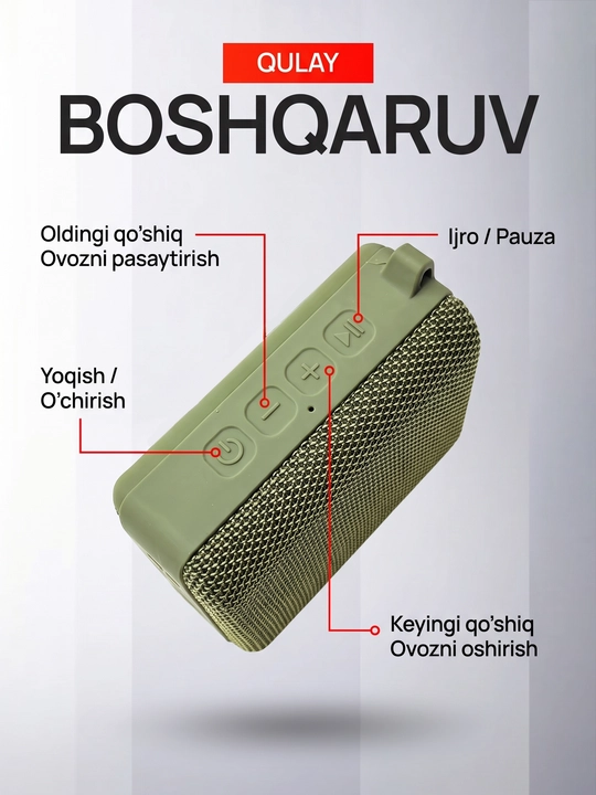 Simsiz mini kalonka KOLEER S31, portativ bluetooth kolonka, IPX7 suvga chidamli karnay