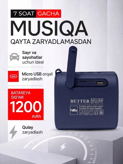 Simsiz mini kalonka KOLEER S31, portativ bluetooth kolonka, IPX7 suvga chidamli karnay