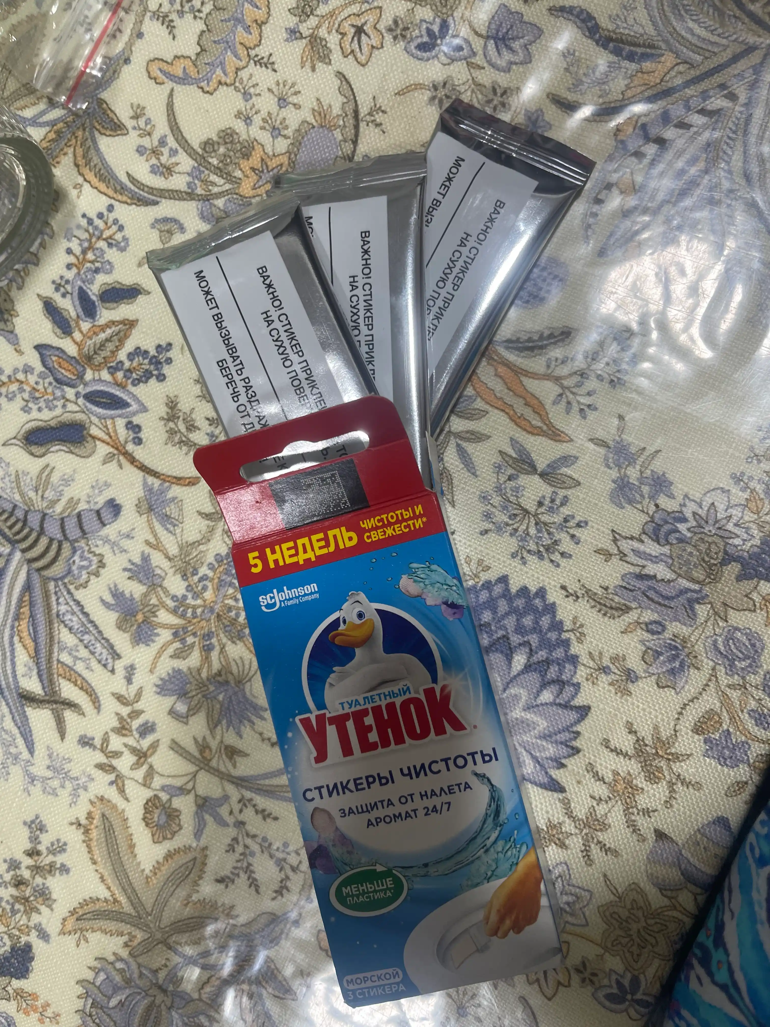 Очиститель для унитаза Туалетный утенок, стикер чистоты, морской, 3 шт