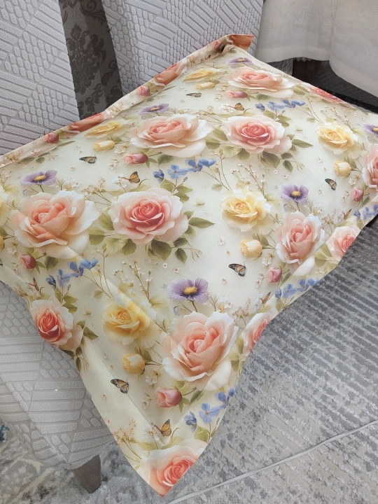 Quloqchali yostiq jildi to'plami 50x70 sm, supersatin 100% paxta, hoshiyali, 2 dona
