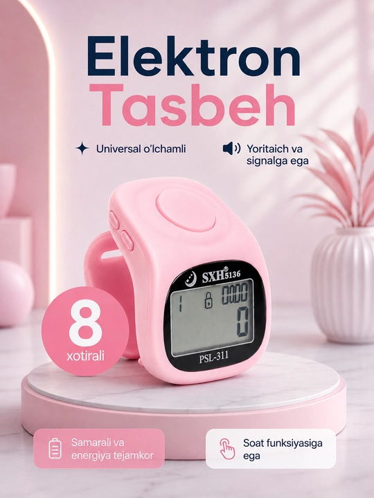 Elektron tasbeh, tasbeh-soat, yoritgichli ekran - 