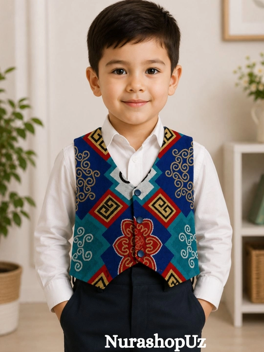Milliy naqshli jilet, o‘g‘il bolalar va qizlar uchun - 