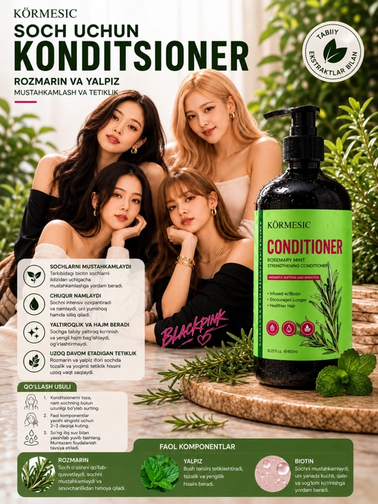 KO‘RMESIC Rosemary Mint Strengthening Conditioner soch uchun konditsioneri - 450 ml