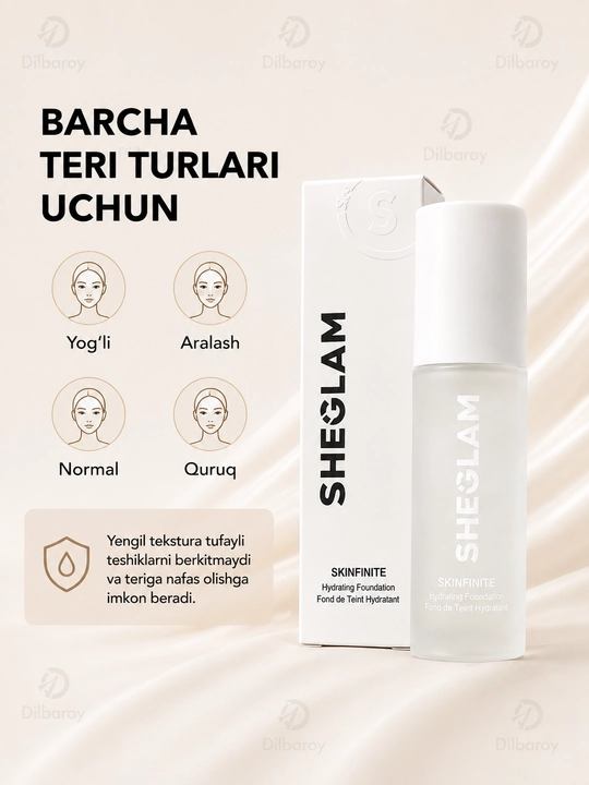 База под макияж Sheglam, Увлажняющий тональный крем SKINFINITE для лица 40 мл