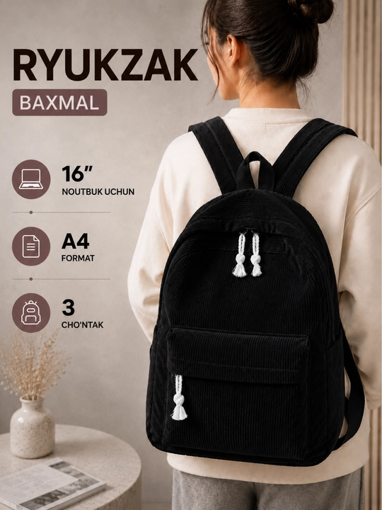 Maktab ryukzagi, velvet, ayollar, erkaklar, bolalar uchun popka, maktab sumkasi