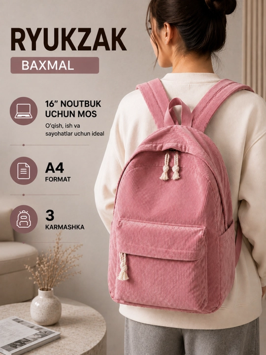 Maktab ryukzagi, velvet, ayollar, erkaklar, bolalar uchun popka, maktab sumkasi