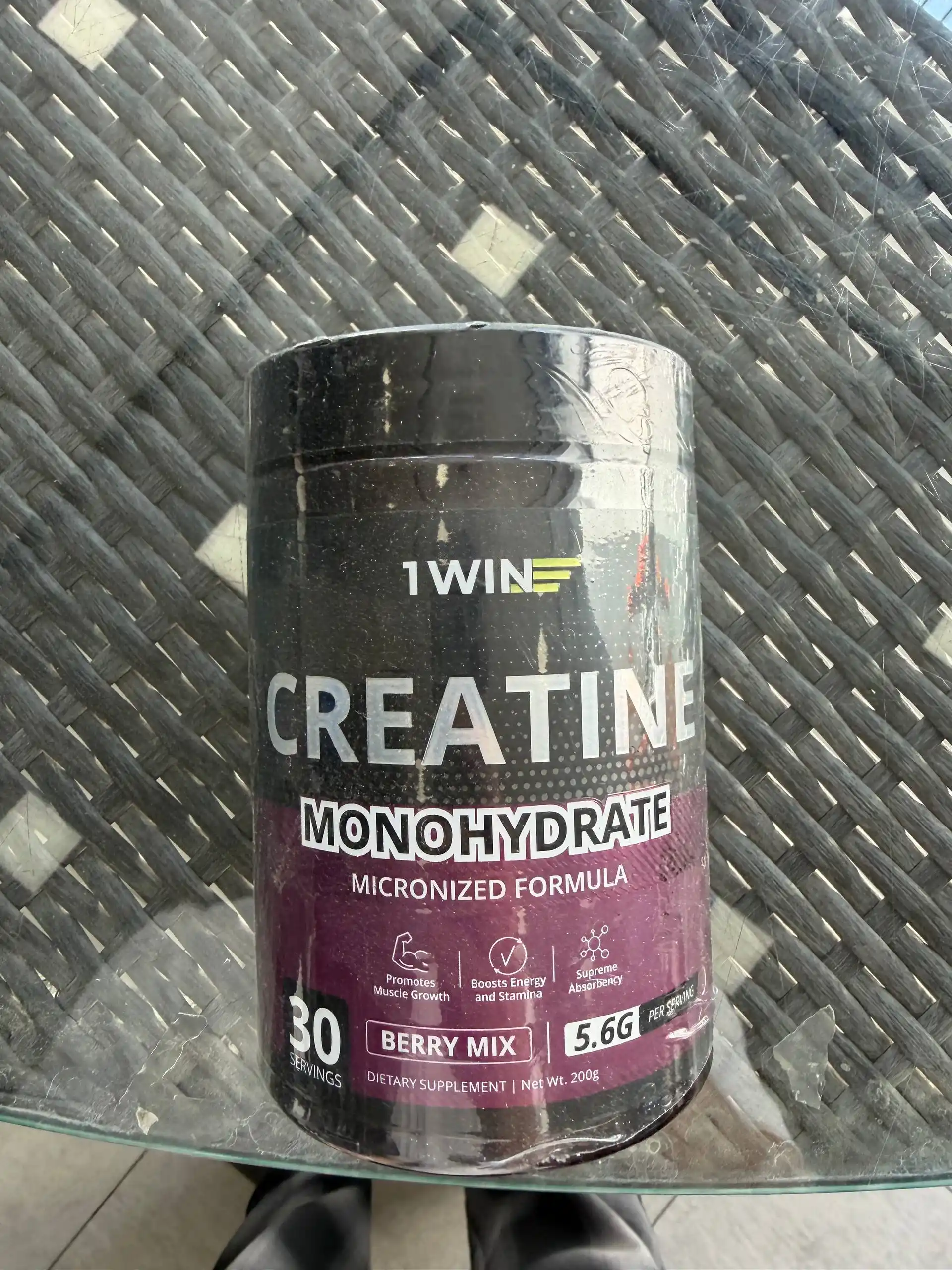 Kreatin monogidrat 1WIN 200 gr, 30 porsiya, tami bilan