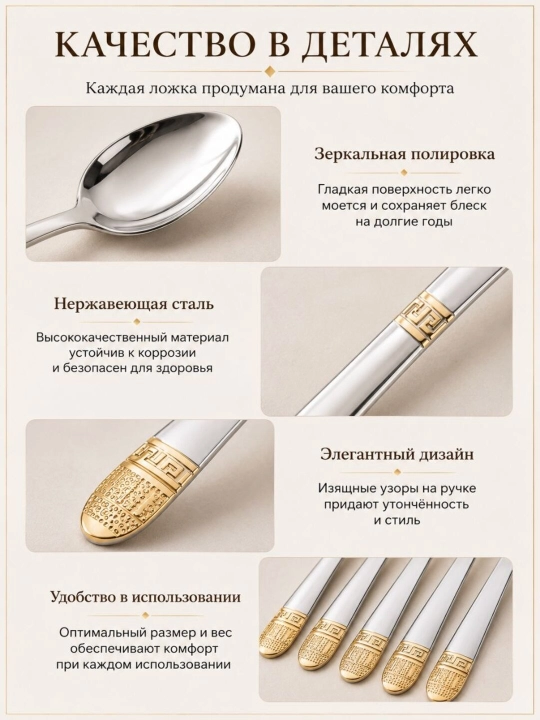 Набор ложек и вилок 12 предметов, столовые приборы из нержавеющей стали, 6 ложек и 6 вилок