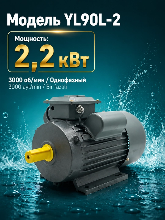 BosimPro MOON, bir fazali elektr dvigatel 3 kW, 220V, 3000 ayl/min,3 kVt / 2,2 kVt