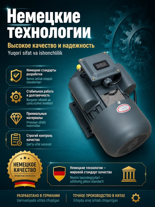 BosimPro MOON, bir fazali elektr dvigatel 3 kW, 220V, 3000 ayl/min,3 kVt / 2,2 kVt