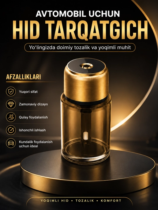 Avtomobil Aromadiffuzor, havo tozalagich va parfyumeriya xushbo‘ylantirgichi - 