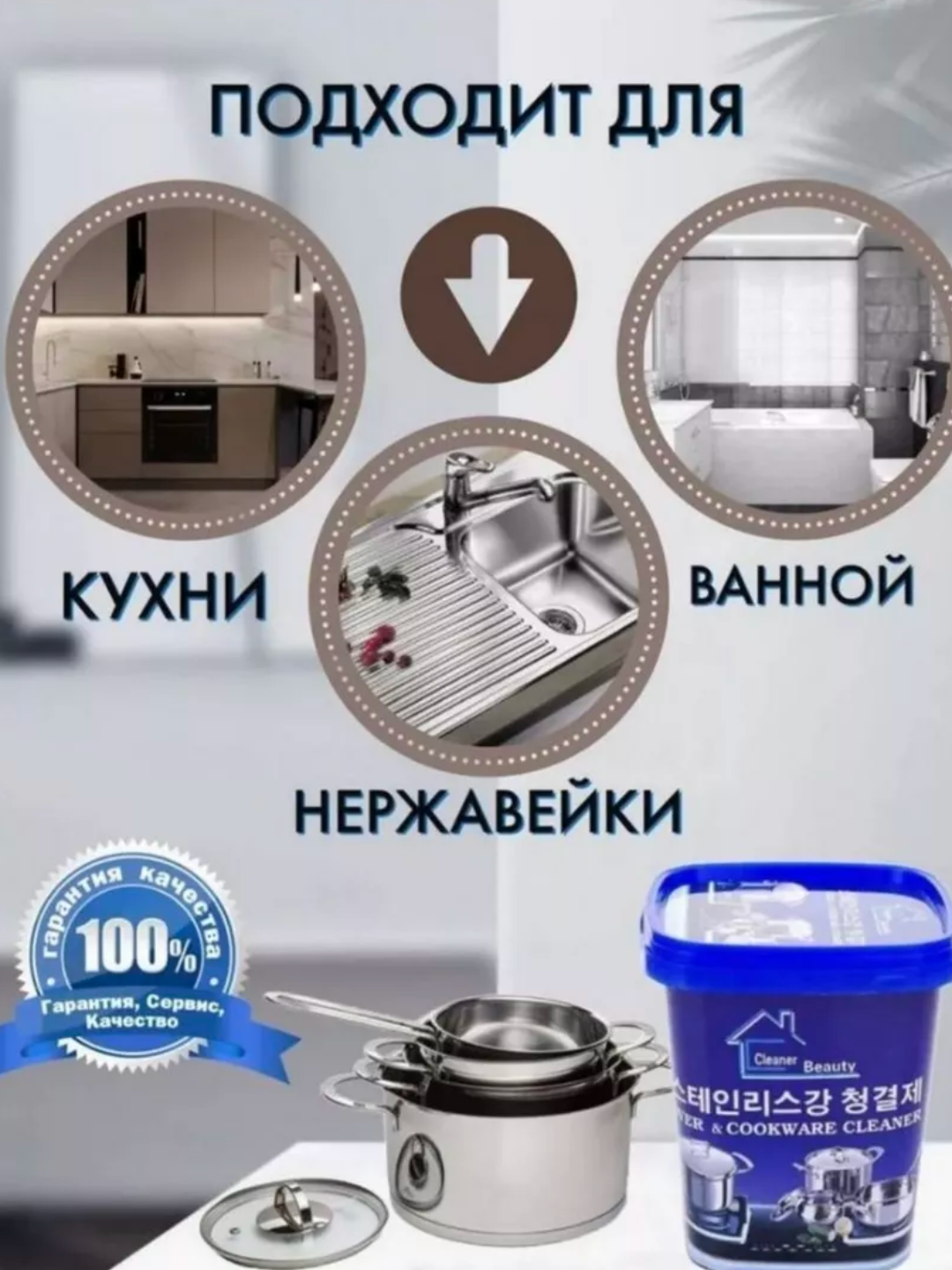 Универсальная чистящая паста против ржавчины, нагара, жира и пятен