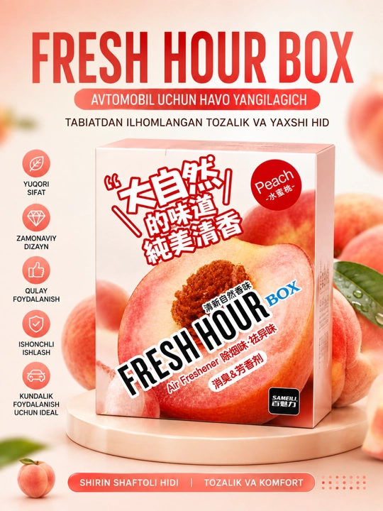 Fresh Hour Box Avtomobil, uy va ofis uchun shaftoli iforli havo tozalagich - 