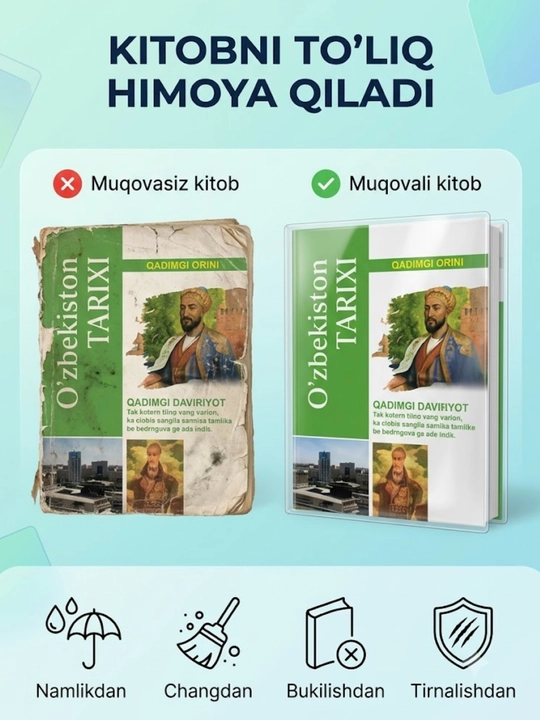 Daftar, kundalik va darsliklar uchun muqovalar A5 24 dona 110 mkm shaffof zich