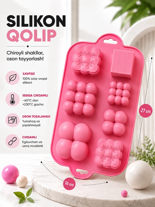 Keks pishirish uchun silikon qolip, sovun, sham, mum uchun qolip - 