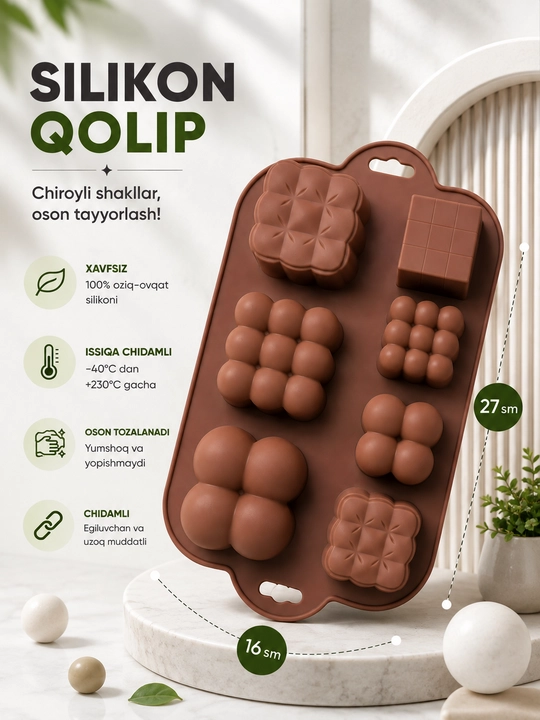 Keks pishirish uchun silikon qolip, sovun, sham, mum uchun qolip - 