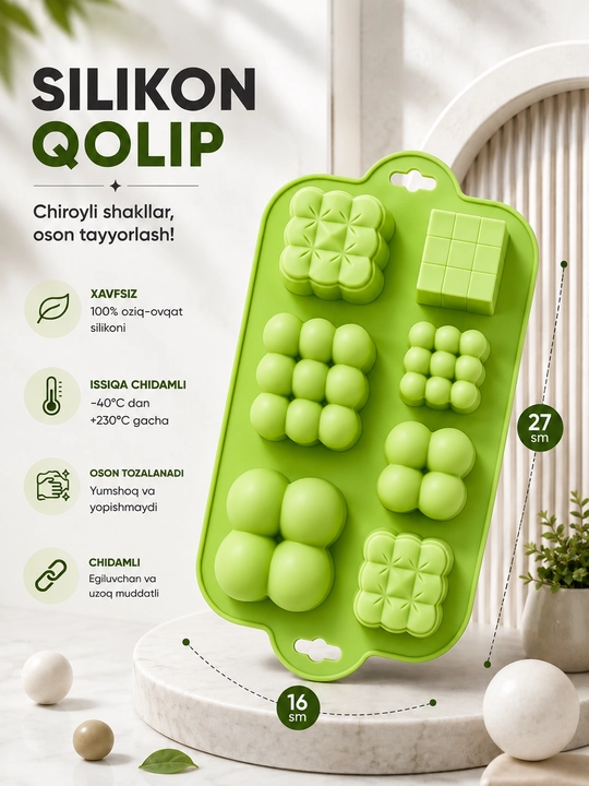Keks pishirish uchun silikon qolip, sovun, sham, mum uchun qolip - 