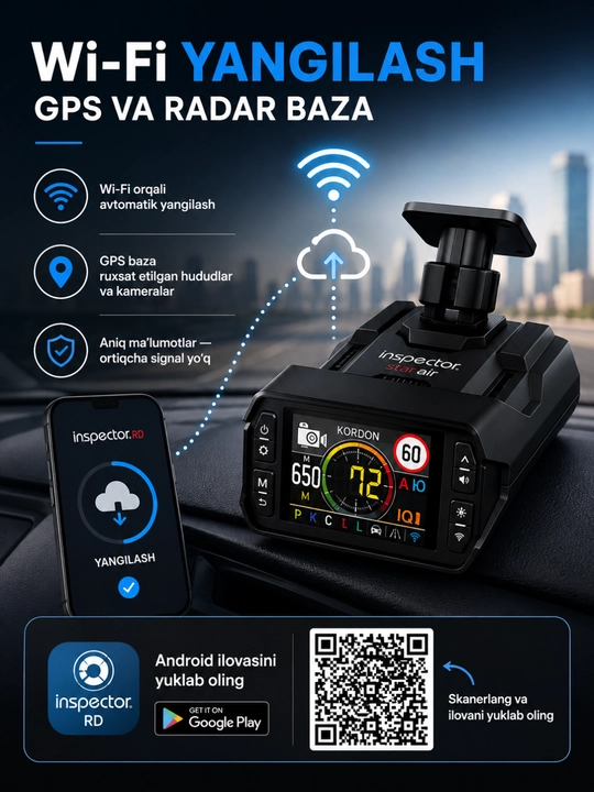 Antiradar, Inspector Star Air  Wi-Fi GPS radar detektori, 2×LNA
