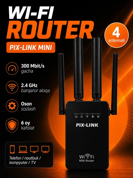 Mini Wi-Fi router, signal kuchaytirgich va repetitor, 3 tasi 1 da